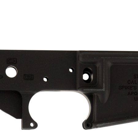 Spikes STLS045 No Logo Stripped Lower Receiver Multi-Caliber 7075-T6 Aluminum Black Anodized for AR-15