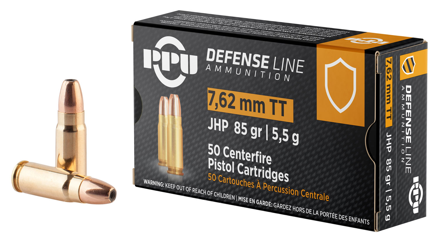 PPU PPD7T Defense 7.62x25mmTokarev 85gr Jacketed Hollow Point 50 Per Box/10 Case