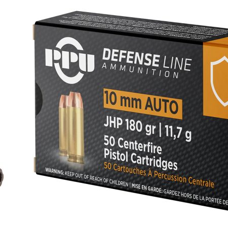 PPU PPD10 Defense  10mmAuto 180gr Jacketed Hollow Point 50 Per Box/10 Case