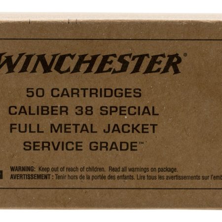 Winchester Ammo SG38W Service Grade  38Special 130gr Full Metal Jacket Flat Nose 50 Per Box/10 Case