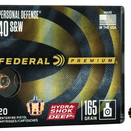 Federal P40HSD1 Premium Personal Defense 40S&W 165gr Hydra-Shok Deep Hollow Point 20 Per Box/10 Case