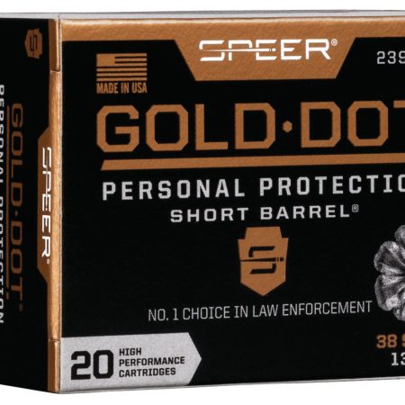 Speer 23921GD Gold Dot Personal Protection Short Barrel 38Special+P 135gr Hollow Point 20 Per Box/10 Case