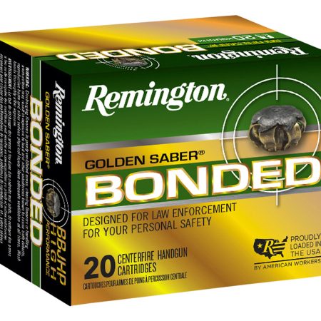 Remington Ammunition 29363 Golden Saber Bonded  40S&W 165gr Bonded Brass Jacketed Hollow Point 20 Per Box/25 Case