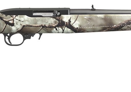 Ruger 31113 10/22 Carbine Full Size 22 LR 10+1 18.50" Satin Black Threaded Barrel, Satin Black Steel Receiver w/Scope Base Adapter, Fixed Go Wild Camo Rock Star Synthetic Stock, Right Hand