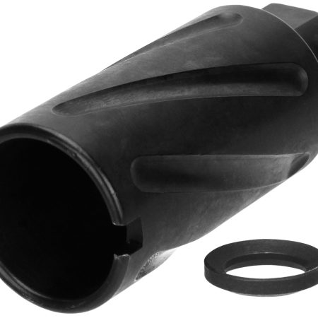 TacFire MZ1007N Spiral Fluted Muzzle Brake Black Oxide Steel with 1/2"-28 tpi Threads, 2.60" OAL & 1.12" Diameter for 5.56x45mm NATO AR-15