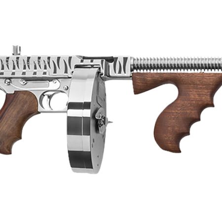 Thompson T150DCRTS 1927A-1 Deluxe 45 ACP Caliber with 16.50" Barrel, 20+1 Capacity (Stick), 50+1 Capacity (Drum), Hard-Chrome w/Tiger Stripe Metal Finish, American Walnut Stock Wood Grip Right Hand