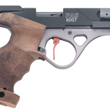 Chiappa Firearms 401138 FAS 6007  22 LR 5+1 5.63" Black Anodized Aluminum Slide, Grey Anodized Steel Frame Walnut Grip
