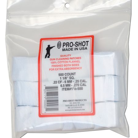 Pro-Shot 118500 Cleaning Patches  .22/ .270 Cal 1.125" Square Cotton Flannel 500 Pack
