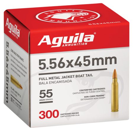 Aguila 1E556126 Target & Range Rifle 5.56x45mm NATO 55gr Full Metal Jacket Boat Tail 300 Per Box/4 Case