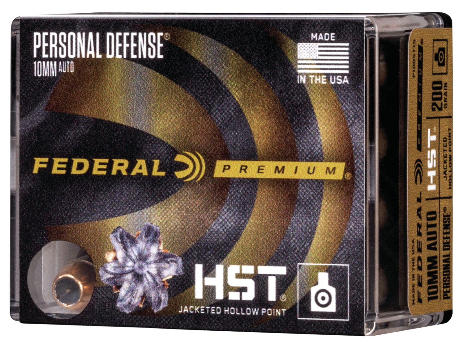 Federal P10HST1S Premium Personal Defense 10mmAuto 200gr HST Jacketed Hollow Point 20 Per Box/10 Case