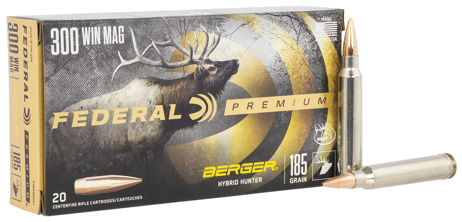 Federal P300WBCH1 Premium 300WinMag 185gr Berger Hybrid Hunter 20 Per Box/10 Case