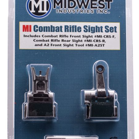 Midwest Industries MICRSSET Combat Rifle Sight Set  Black Flip Up Front & Rear for AR-15, M16, M4