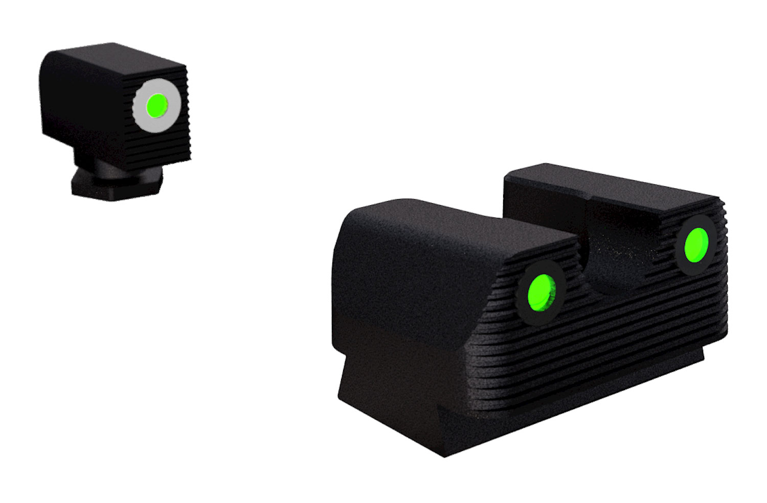 Rival Arms RA1B231G Night Sights for G17/G19 Green Tritium White Outline Front Sight-Green Tritium Black Outline Rear Sight