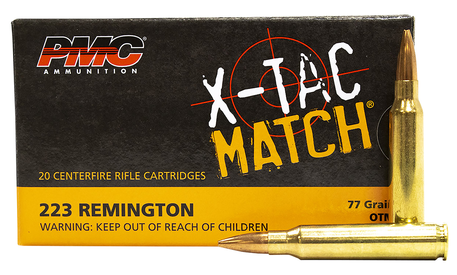 PMC 223XM X-Tac Match 223Rem 77gr Open Tip Match 20 Per Box/10 Case