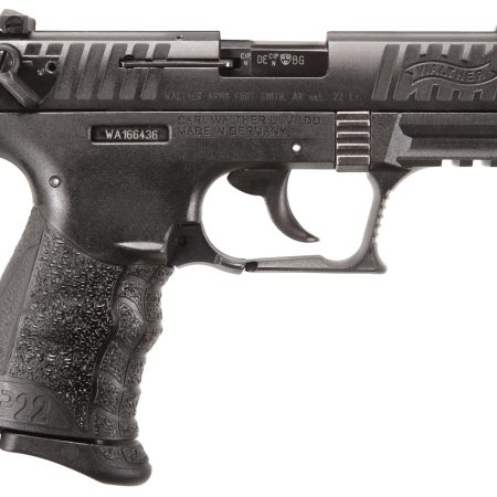 Walther Arms 5120700 P22 Q 22 LR Caliber with 3.42" Threaded Barrel, 10+1 Capacity, Black Finish Picatinny Rail Frame, Serrated Matte Black Tenifer Zinc Alloy Slide & Interchangeable Backstrap Grip