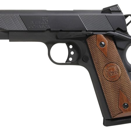 Iver Johnson Arms HAWK Hawk Commander 45 ACP 8+1 4.25" Black Steel Barrel, Matte Black Serrated Steel Slide & Frame w/Beavertail. Checkered Double Diamond Walnut Grip