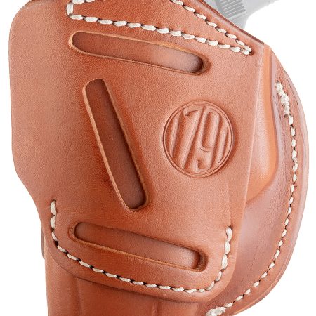 1791 Gunleather 4WH2CBRR 4-Way  IWB/OWB Size 02 Classic Brown Leather Belt Clip Compatible w/Ruger LCP/S&W Bodyguard/Glock 42/43/43X  Right Hand