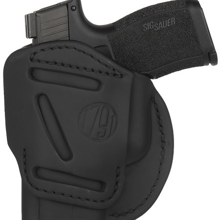 1791 Gunleather 4WH3SBLR 4-Way  IWB/OWB Size 03 Stealth Black Leather Belt Clip Compatible w/Glock 26/Ruger LC9/S&W M&P Shield/2.0 9/40 Right Hand