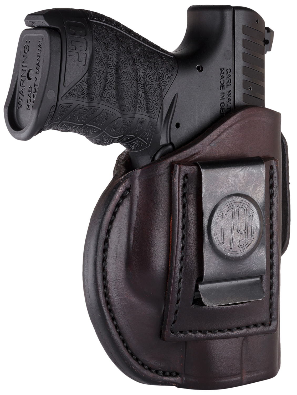 1791 Gunleather 4WH3SBRR 4-Way IWB/OWB Size 03 Signature Brown Leather Belt Clip Compatible w/Glock 26/Ruger LC9/S&W M&P Shield/2.0 9/40 Right Hand