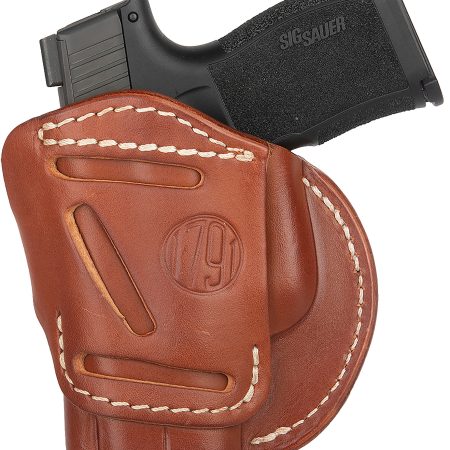 1791 Gunleather 4WH3CBRR 4-Way  IWB/OWB Size 03 Classic Brown Leather Belt Clip Compatible w/Glock 26/Ruger LC9/S&W M&P Shield 2.0 9/40 Right Hand