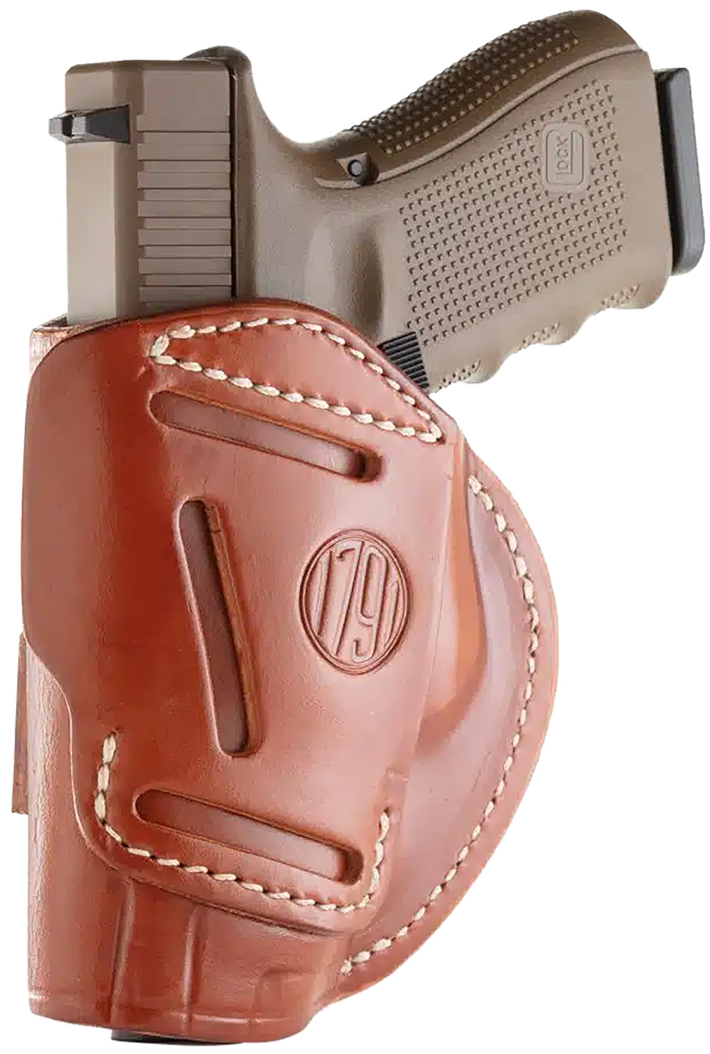 1791 Gunleather 4WH5CBRR 4-Way IWB/OWB 05 Classic Brown Leather Belt Clip Fits S&W M&P/Springfield XD/Glock 17/HK VP9