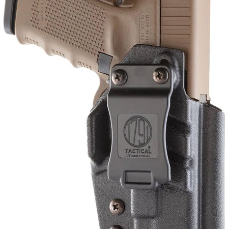 1791 Gunleather TACIWBGLOCKBLKR Tactical Kydex  IWB Black Kydex Belt Clip Compatible w/Glock Right Hand