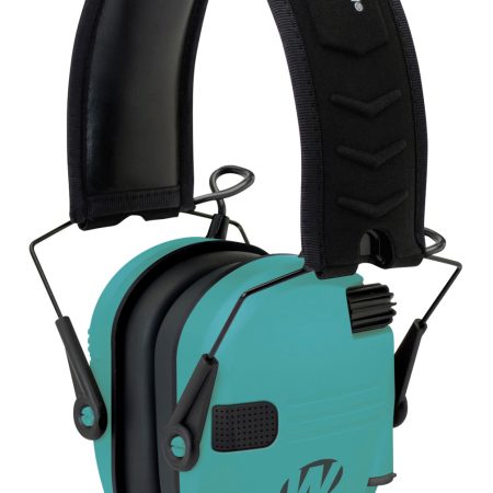 Walker's GWPRSEMLTL Razor Slim Electronic Muff 23 dB Over the Head Black/Teal Polymer