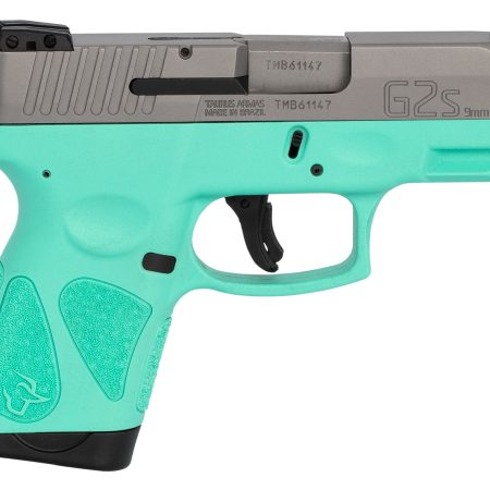 Taurus 1G2S939C G2S  Compact Frame 9mm Luger 7+1 3.26" Matte Stainless Steel Barrel, Matte Serrated Stainless Steel Slide, Cyan Polymer Frame w/Picatinny Rail & Polymer Grip, Right Hand