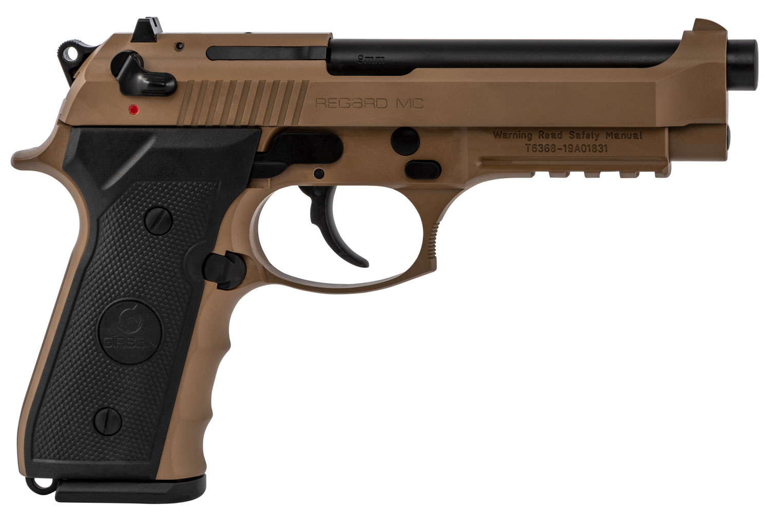 Girsan 390084 Regard MC 9mm Luger Caliber with 4.90" Barrel, 18+1 Capacity, Overall Flat Dark Earth Finish, Aluminum Picatinny Rail Frame, Serrated Steel Slide & Finger Grooved Black Polymer Grip