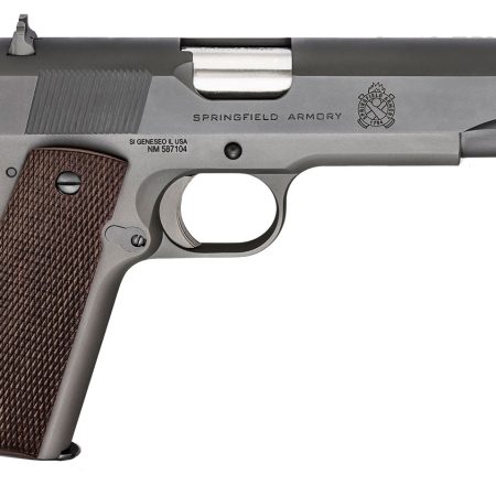 Springfield Armory PBD9108L 1911 Mil-Spec Defender Legacy 45 ACP 7+1 5" Satin Stainless Match Grade Barrel, Black Parkerized Serrated Carbon Steel Slide & Frame w/Beavertail, Checkered Wood Grip