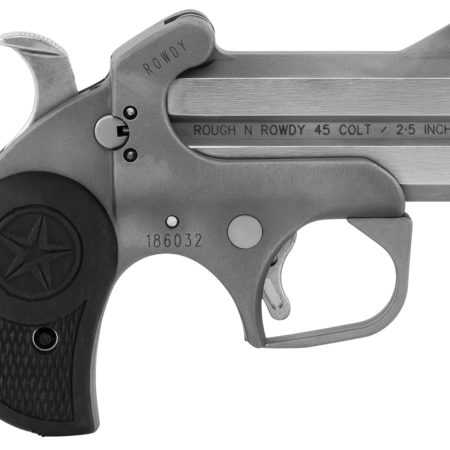 Bond Arms BARW Rowdy  410/45 Colt (LC) Derringer 3" 2 Black Rubber Grip Polished Stainless Steel Frame