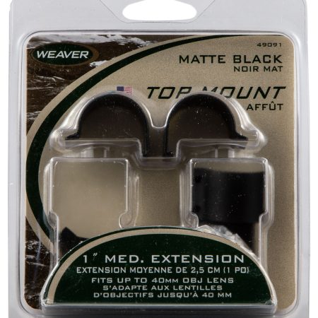 Weaver Mounts 49091 Detachable Top Mount Extension Rings  Matte Black 1" Medium