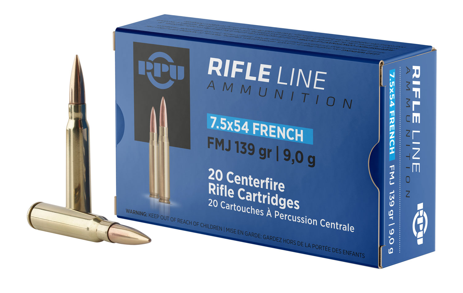 PPU PP7F Metric Rifle 7.5x54French 139gr Full Metal Jacket 20 Per Box/10 Case