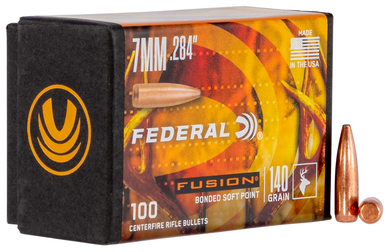 Federal FB284F1 Fusion Component 7mm .284 140 gr Fusion Soft Point 100 Per Box/ 4 Case