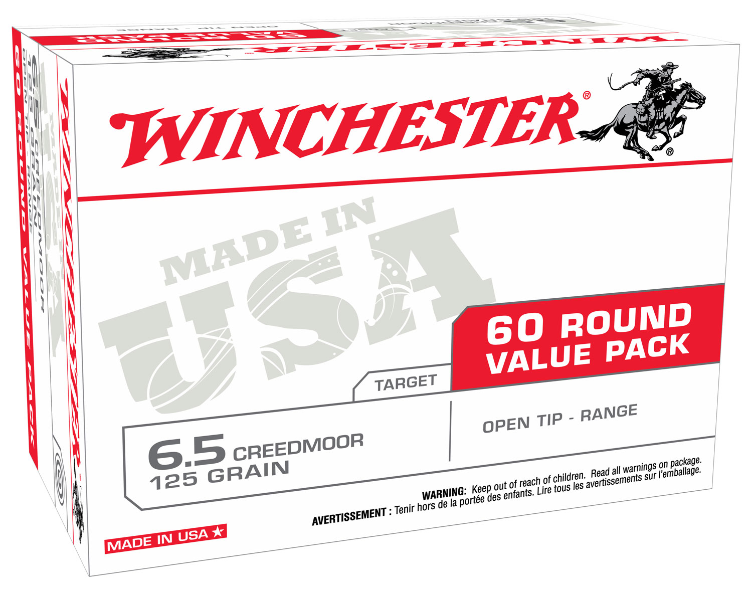 Winchester Ammo USA65CMVP USA Ready 6.5Creedmoor 125gr Open Tip 60 Per Box/4 Case *Value Pack
