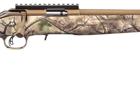 Ruger 8373 American Rimfire  Full Size 22 WMR 9+1 18" Bronze Cerakote Threaded Barrel, Bronze Picatinny Rail Steel Receiver, GoWild Camo I-M Brush Synthetic Fixed Stock, Right Hand