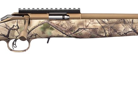 Ruger 8374 American Rimfire  Full Size 17 HMR 9+1 18" Bronze Cerakote Threaded Barrel, Picatinny Rail Steel Receiver, GoWild Camo I-M Brush Synthetic Fixed Stock, Right Hand