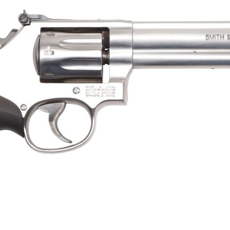 Smith & Wesson 12460 Model 648  K-Frame Frame 22 WMR 8 Shot 6" Stainless Steel Barrel, Cylinder & Frame, Black Finger Grooved Grip, Internal Lock Safety, Exposed Hammer