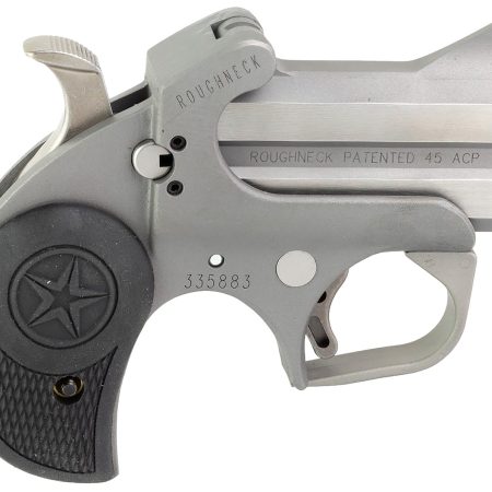 Bond Arms BARN Roughneck  45 ACP 2rd 2.50" Stainless Steel  Double Barrel & Frame, Rebounding Hammer, Blade Front/Fixed Rear Sights, Black Rubber Grip, Manual Safety