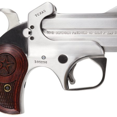 Bond Arms BATD Texas Defender 357 Mag/38 Sp 2rd 3" Barrel, Stainless Metal Finish, Rosewood Grip, Blade Front/Fixed Rear Sights, Manual Safety