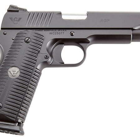 Wilson Combat ACPFS45 ACP Full-Size 45 ACP Caliber with 5" Barrel, 8+1 Capacity, Black Armor-Tuff Finish Carbon Steel Beavertail Frame, Serrated Black Carbon Steel Slide & Black G10 Eagle Claw Grip