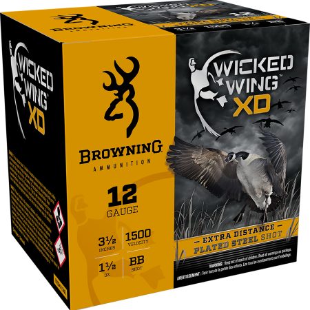 Browning Ammo B193411240 Wicked Wing XD  12Gauge 3.50" 1 1/2oz BBShot 25 Per Box/10 Case