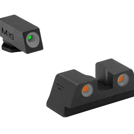 Meprolight USA 102203301 Tru-Dot Sight Set Green Tritium/Orange Tritium/Black Frame Compatible w/Glock 42/43/43X/48X, Post/Dovetail Mount