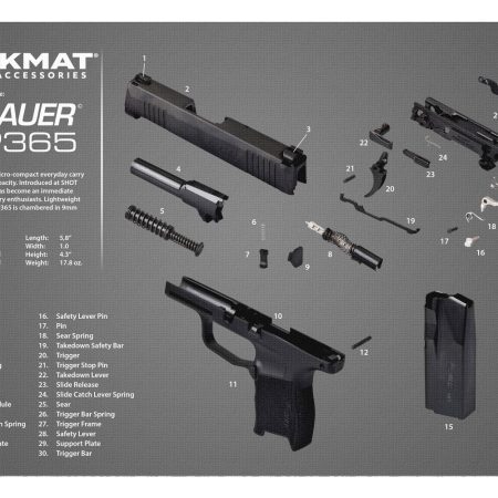 TekMat TEKR17SIG9365 Sig Sauer P365 Cleaning Mat Multi-Color Rubber 11"x17" Sig P365 Parts Diagram