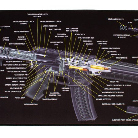 TekMat TEKR44AR15CA AR-15 Cleaning Mat Black/White Rubber 15"x44" AR-15 3D Cutaway Illustration