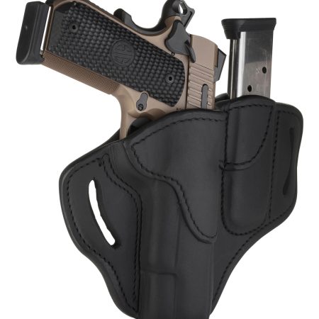 1791 Gunleather BH1M1SBLR BH1M1 Combo OWB 01 Stealth Black Leather Belt Slide Fits 4-5" 1911