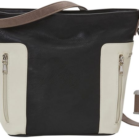 Bulldog BDP070 Hobo Purse w/Holster Black w/Tan Trim PU Leather Most Sm Pistols & Revolvers Ambidextrous Hand