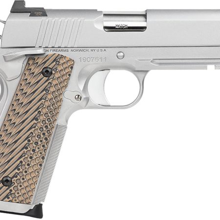 Dan Wesson 01809 Specialist Commander 45 ACP 8+1 4.25" Stainless Steel Barrel, Bead Blasted Serrated Stainless Steel Slide & Frame w/Beavertail & Picatinny Rail, Black/Brown G10 Grip, Ambidextrous