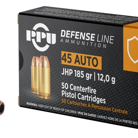 PPU PPD45 Defense  45ACP 185gr Jacketed Hollow Point 50 Per Box/10 Case