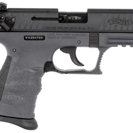 Walther Arms 5120765 P22 Q 22 LR 10+1 3.42" Black Steel/Threaded Barrel, Matte Black Tenifer Serrated/Steel Slide & Tungsten Gray Polymer Frame w/Picatinny Rail, Black Interchangeable Backstrap Grips